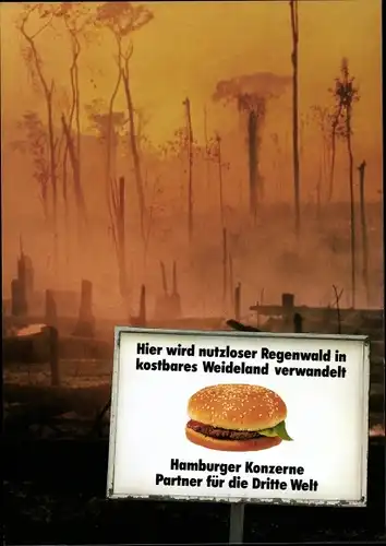 Künstler Ak Staeck, Klaus, Hamburger-Konzerne, Regenwald, Satire