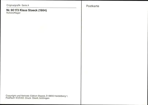 Künstler Ak Staeck, Klaus, Rohstofflager, Mülleimer, Satire