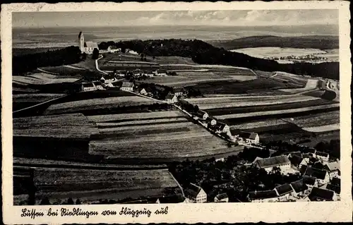 Ak Uttenweiler in Württemberg, Blick auf den Ort und den Bussen, Fliegeraufnahme