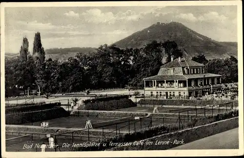 Ak Bad Neuenahr Ahrweiler in Rheinland Pfalz, Tennisplätze, Terrassen Cafe im Lenne Park