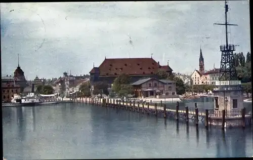 Ak Konstanz am Bodensee, Partie im Hafen