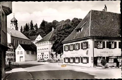Ak Leutkirch im Allgäu Württemberg, Gasthof zum Mohren, Straßenpartie