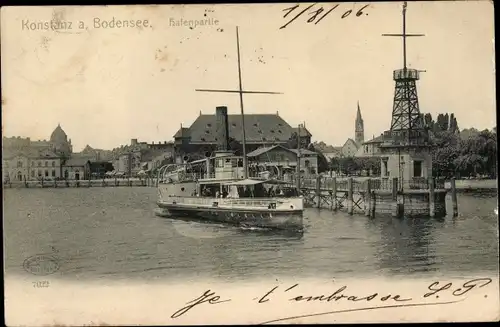 Ak Konstanz am Bodensee, Hafen, Salondampfer