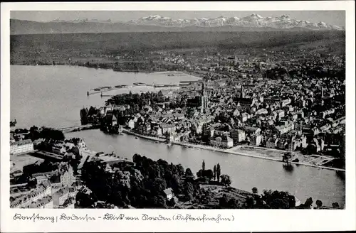 Ak Konstanz am Bodensee, Totalansicht der Ortschaft, Fliegeraufnahme