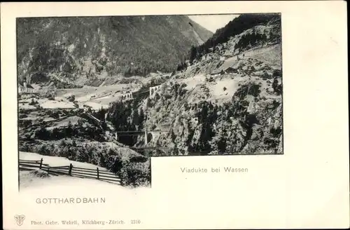 Ak Wassen Kt Uri Schweiz, Gotthardbahn, Viadukte, Landschaft