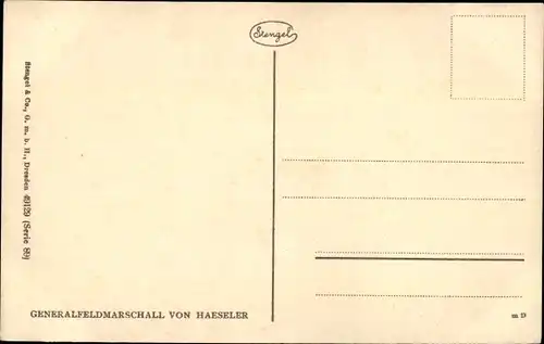 Ak Generalfeldmarschall Gottlieb von Haeseler, Portrait in Uniform