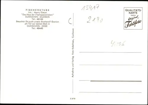 Ak Nordseebad Duhnen Cuxhaven, Fischerstube