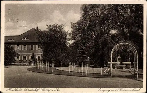 Ak Coswig in Sachsen, Heilstätte Lindenhof, Denkmal