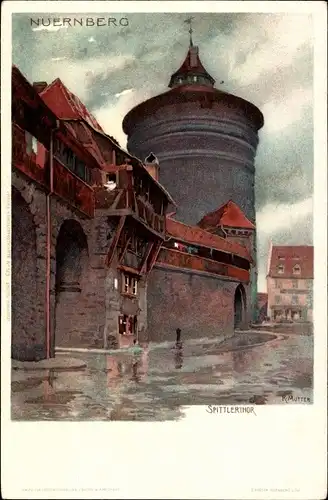 Künstler Litho Mutter, K., Nürnberg in Mittelfranken Bayern, Spittlertor