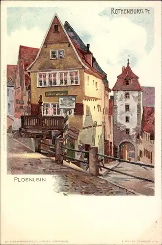 Künstler Litho Mutter, K., Rothenburg ob der Tauber Mittelfranken, Am Plönlein