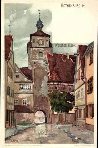Künstler Litho Mutter, K., Rothenburg ob der Tauber Mittelfranken, Weißer Turm
