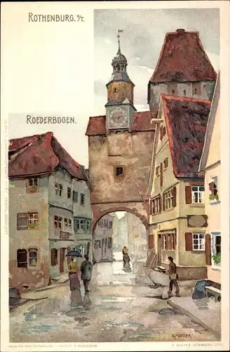 Künstler Litho Mutter, K., Rothenburg ob der Tauber Mittelfranken, Röderbogen