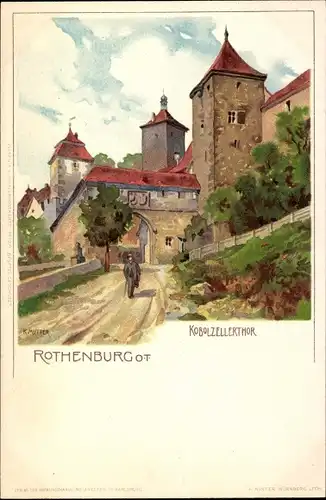 Künstler Ak Mutter, K., Rothenburg ob der Tauber Mittelfranken, Kobolzeller Tor