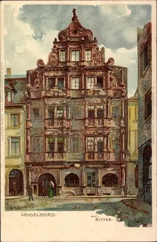 Künstler Litho Mutter, K., Heidelberg am Neckar, Zum Ritter, Anwohner