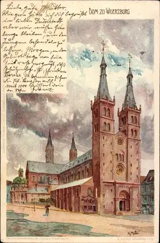 Künstler Litho Mutter, K., Würzburg am Main Unterfranken, Dom