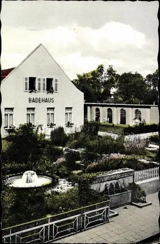 Ak Bad Hönningen am Rhein, Thermalbad, Badehaus, Springbrunnen