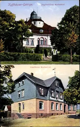 Ak Rathsfeld Kyffhäuserland in Thüringen, Fürstl. Schwarzb. Rudolstadt Jagdschloss, Gasthaus