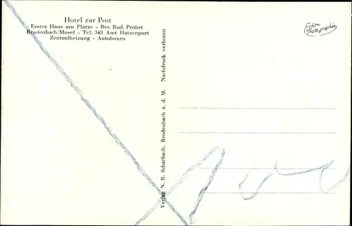 Ak Brodenbach an der Mosel, Hotel zur Post