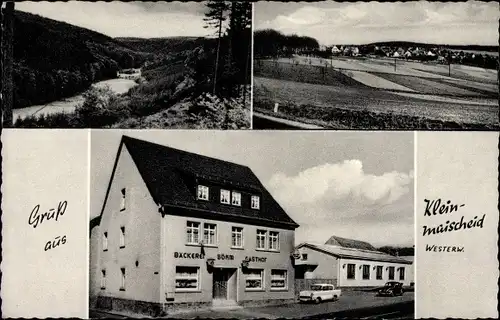 Ak Kleinmaischeid im Westerwald, Gasthof u. Bäckerei Böhm, Ort mit Umgebung