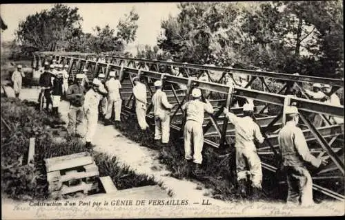 Ak Versailles Yvelines, Construction d'un Pont par le Genie de Versailles