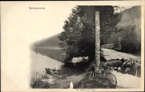 Ak Gérardmer Lothringen Vosges, Au Bord du Lac