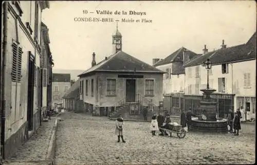 Ak Condé en Brie Aisne, Mairie, Place