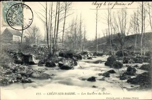 Ak Chézy sur Marne Aisne, Les Rochers du Doloir