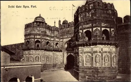 Ak Agra Indien, Fort, Delhi Gate