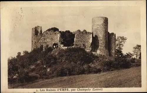 Ak Champoly Loiret, Les Ruines d'Urfe