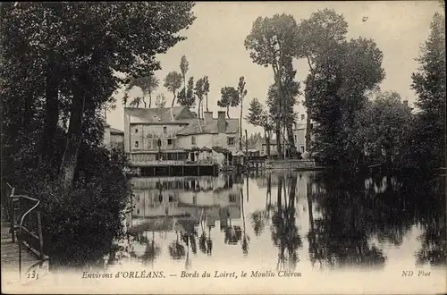 Ak Saint Chéron Essonne, Bords du Loiret, Le Moulin Chéron