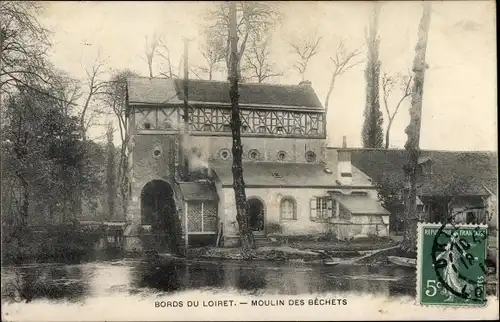 Ak Moulin des Béchets Loiret, Ortspartie