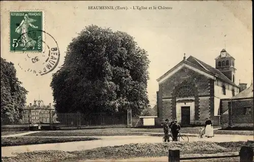 Ak Beaumesnil Eure, Le Chateau, L'Eglise