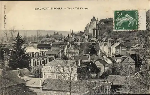 Ak Beaumont le Roger Eure, Vue a Vol d'oiseau