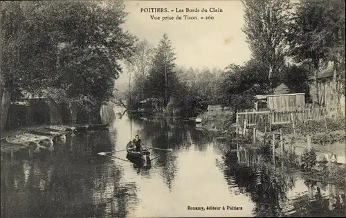 Ak Poitiers Vienne, Les Bords du Clain, Vue prise de Tison