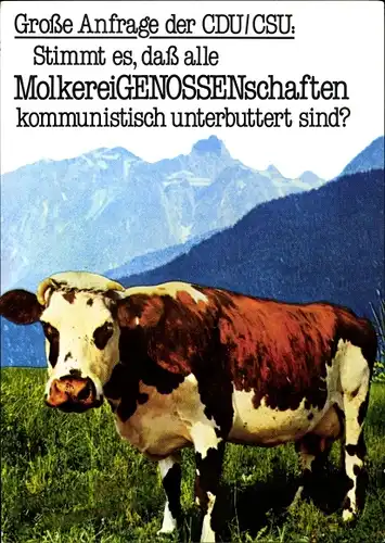 Künstler Ak Staeck, Klaus, Molkereigenossenschaften kommunistisch unterbuttert, A 73a