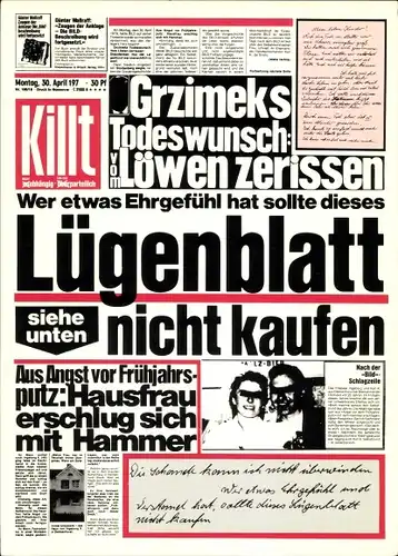 Künstler Ak Staeck, Klaus, Lügenblatt, GegenBILDstelle, Günter Wallraff, A 117a
