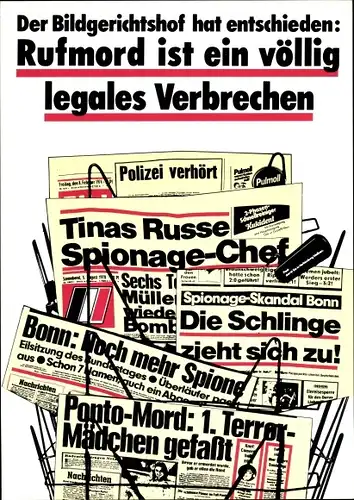 Künstler Ak Staeck, Klaus, Bildgerichtshof hat entschieden, Rufmord ist ein legales Verbrechen,A 96a