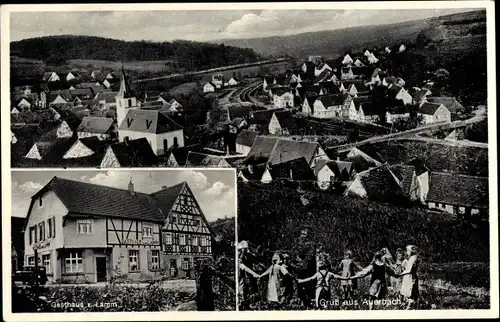 Ak Auerbach Elztal im Odenwald, Gasthaus zum Lamm, Blick auf den Ort