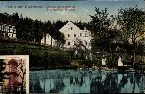 Ak Walddorf Kottmar in der Oberlausitz, Partie am Gasthof zum Kottmarwald, Kottmarturm