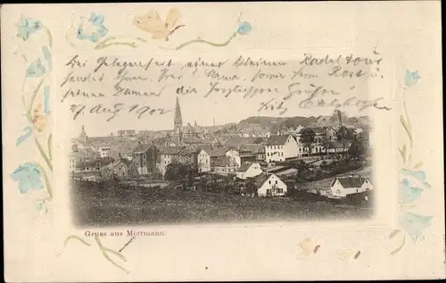 Passepartout Ak Mettmann in Nordrhein Westfalen, Totalansicht der Ortschaft