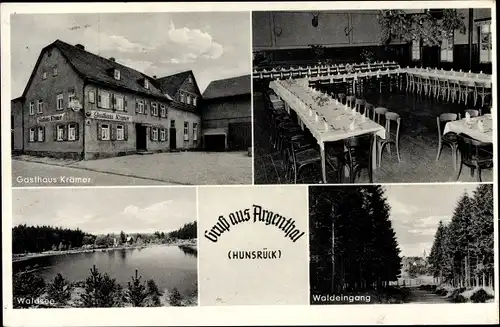 Ak Argenthal im Hunsrück, Gasthaus Krämer, Innenansicht, Waldsee