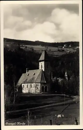 Ak Międzygórze Wölfelsgrund Schlesien, Evangelische Kirche