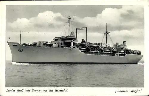 Ak US Amerikanisches Kriegsschiff, USS General Langfitt, Transportschiff
