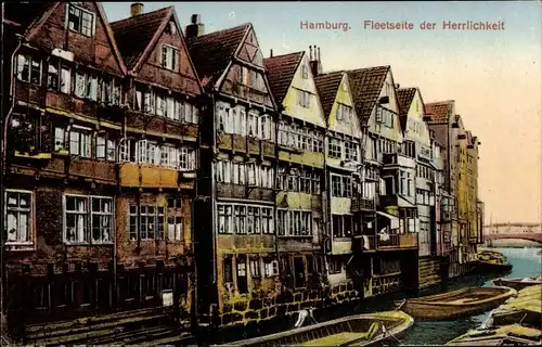 Ak Hamburg Mitte Altstadt, Fleetseite der Herrlichkeit