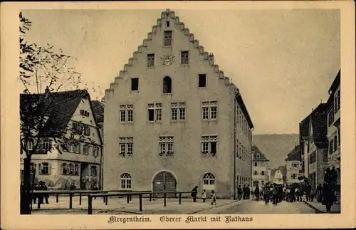 Ak Bad Mergentheim in Tauberfranken, Oberer Markt mit Rathaus