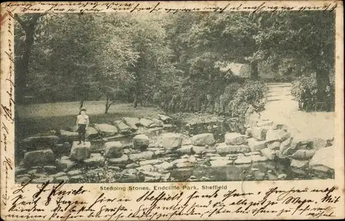 Ak Sheffield Yorkshire England, Stepping Stones, Endcliffe Park