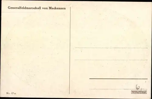 Ak Generalfeldmarschall August von Mackensen, Portrait, Schirmmütze, Mérite Orden