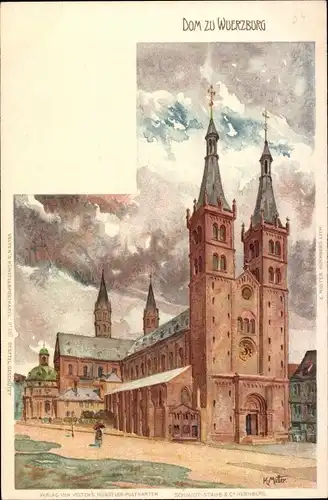 Künstler Litho Mutter, K., Würzburg am Main Unterfranken, Dom