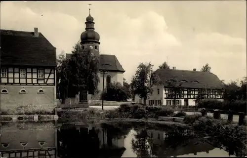 Ak Weißbach Schmölln in Thüringen, Dorfteich