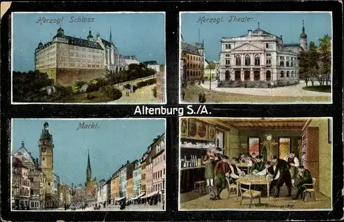 Ak Altenburg, Herzogliches Schloss, Theater, Gasthof, Marktplatz